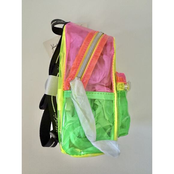 Kendall + Kylie Clear Neon Mix Adjustable Straps Concert Festival Mini Backpack - Picture 9 of 11